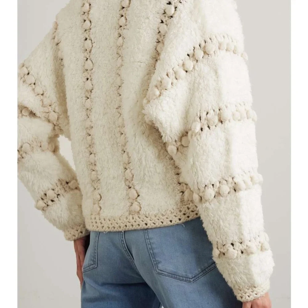 FRAME
Pom pom-embellished crochet-trimmed wool cardigan - Picture 3 of 7